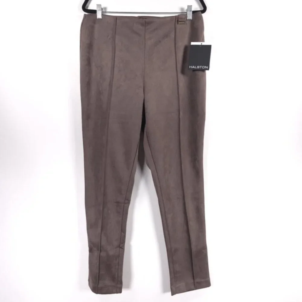NWT HALSTON Faux Suede Pull on Pants‎ Taupe SOFT STRETCHY H1406AMX Size LARGE